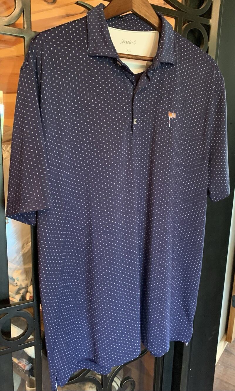 Johnnie-O Alotian Club Golf Polo Mens XL Twighlight Navy Micro Dot